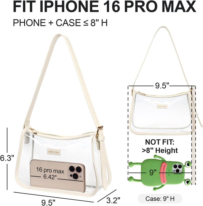 Packism Clear Shoulder Bag 9x6x3 - Clear Bag for Stadium Events for Women Short Strap, Perfect for Sport Event Concert Daily - Image 3